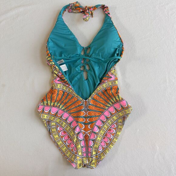 Trina Turk Capri Sherbet Halter Lace Up One Piece Swimsuit Sz 8 - Picture 5 of 8